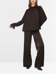 Marc Cain Flowing Blouse With Lace Detail Brown