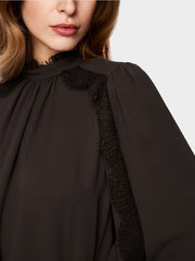 Marc Cain Flowing Blouse With Lace Detail Brown