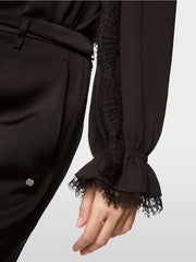 Marc Cain Flowing Blouse With Lace Detail Brown