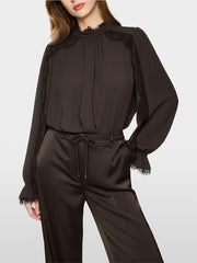 Marc Cain Flowing Blouse With Lace Detail Brown