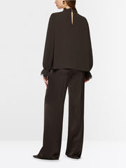 Marc Cain Flowing Blouse With Lace Detail Brown