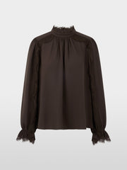 Marc Cain Flowing Blouse With Lace Detail Brown