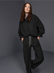 Marc Cain Pinstripe Blouse Black