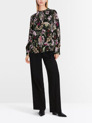 Marc Cain Slip Blouse Black Flower Print