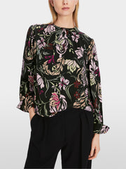 Marc Cain Slip Blouse Black Flower Print