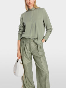 Marc Cain Blouse With Stand Up Collar Frozen Sage