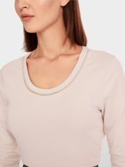 Marc Cain T-Shirt With Pearl Embellishment Deep Pearl