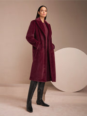 Marc Cain Faux Fur Coat Wine