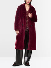 Marc Cain Faux Fur Coat Wine