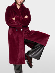 Marc Cain Faux Fur Coat Wine