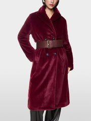 Marc Cain Faux Fur Coat Wine