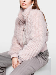 Marc Cain Short Faux Fur Jacket Light Desert Taupe