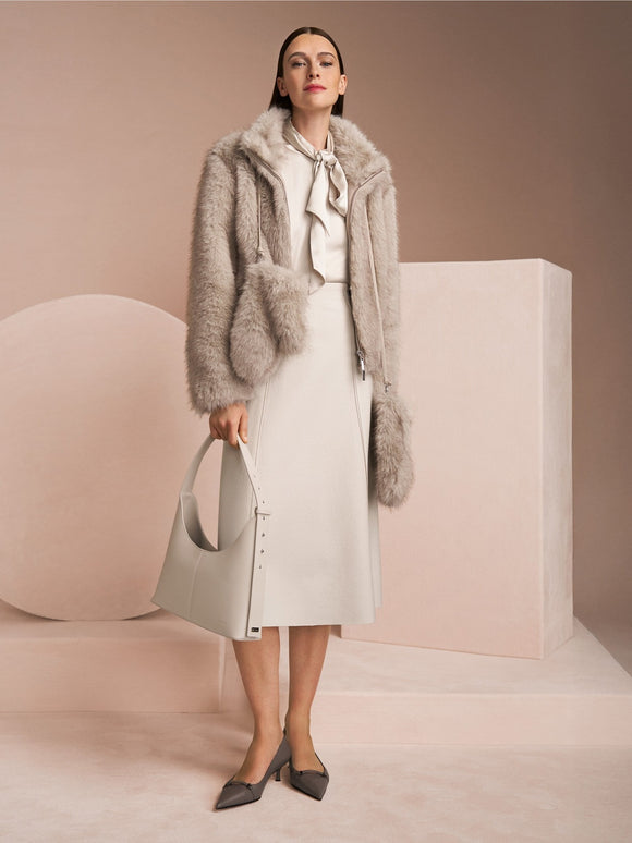 Marc Cain Faux Fur Jacket Smoke