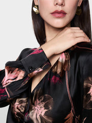 Marc Cain Silk Dress Black Floral Print