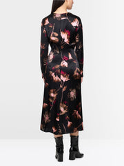 Marc Cain Silk Dress Black Floral Print