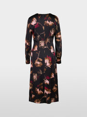 Marc Cain Silk Dress Black Floral Print