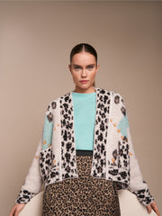 Marc Knit Cardigan With Leo Print Teal MLT