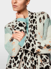 Marc Knit Cardigan With Leo Print Teal MLT