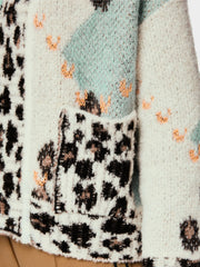 Marc Knit Cardigan With Leo Print Teal MLT