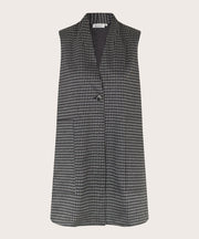 Masai Jorgine Long Waistcoat Black Houndstooth Pattern