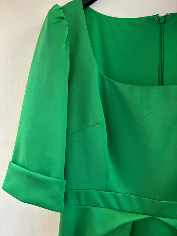 Matilde Cano Pleated Waist Green Dress