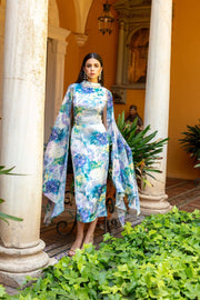 Matilde Cano Blue Floral Print Dress