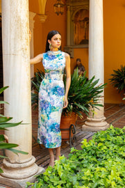 Matilde Cano Blue Floral Print Dress