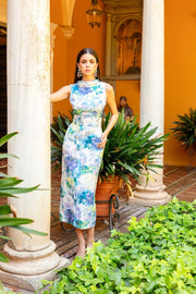 Matilde Cano Blue Floral Print Dress