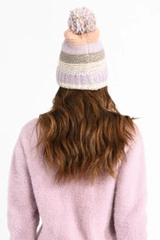 Molly Bracken Knitted Hat Pink Stripes