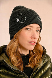 Molly Bracken Knit Hat With Hearts Black