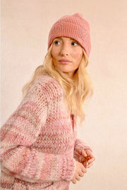 Molly Bracken Knit Hat With Hearts Powder Pink