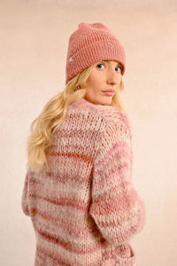 Molly Bracken Knit Hat With Hearts Powder Pink