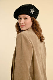 Molly Bracken Knit Beret With Star Black