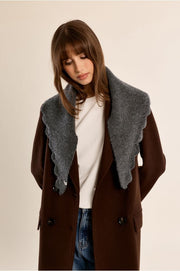 Molly Bracken Knit Collar Scarf Dark Grey