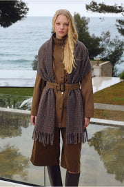 Molly Bracken Fringed Checked Scarf
