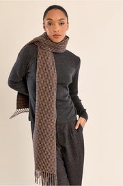 Molly Bracken Fringed Checked Scarf