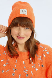 Molly Bracken Ribbed Knit Hat Orange