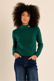 Molly Bracken Knit Turtleneck Top Forest Green