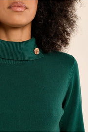Molly Bracken Knit Turtleneck Top Forest Green