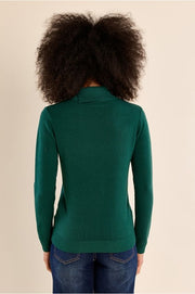 Molly Bracken Knit Turtleneck Top Forest Green