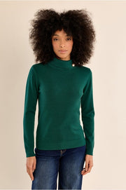 Molly Bracken Knit Turtleneck Top Forest Green