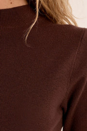 Molly Bracken Knit High Neck Top Chocolate