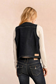 Molly Bracken Sleeveless Dark Denim Jacket