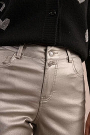 Molly Bracken Wide Leg Coated Silver Pants