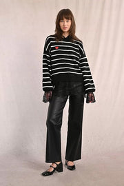 Molly Bracken Wide Leg Coated Black Pants