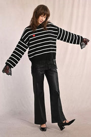 Molly Bracken Wide Leg Coated Black Pants