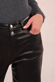 Molly Bracken Wide Leg Coated Black Pants