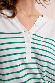 Molly Bracken Knit Striped Sweater White/Green