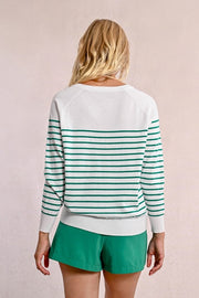 Molly Bracken Knit Striped Sweater White/Green