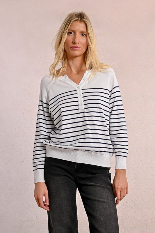 Molly Bracken Knit Striped Sweater White/Navy